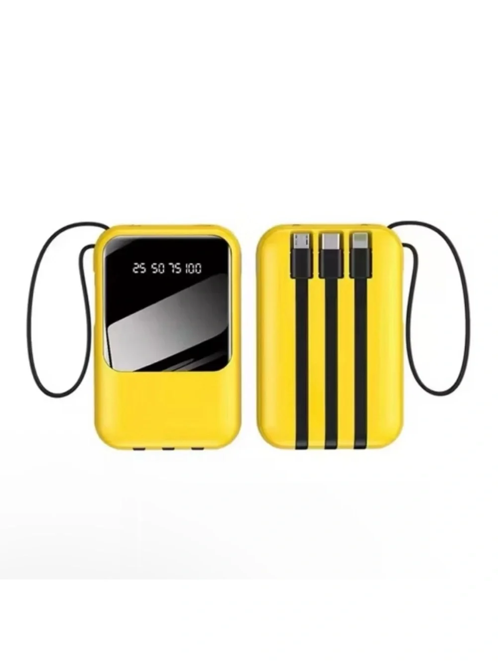 🆕- Mini Cell Phone Power Bank Integrated Charging Cables